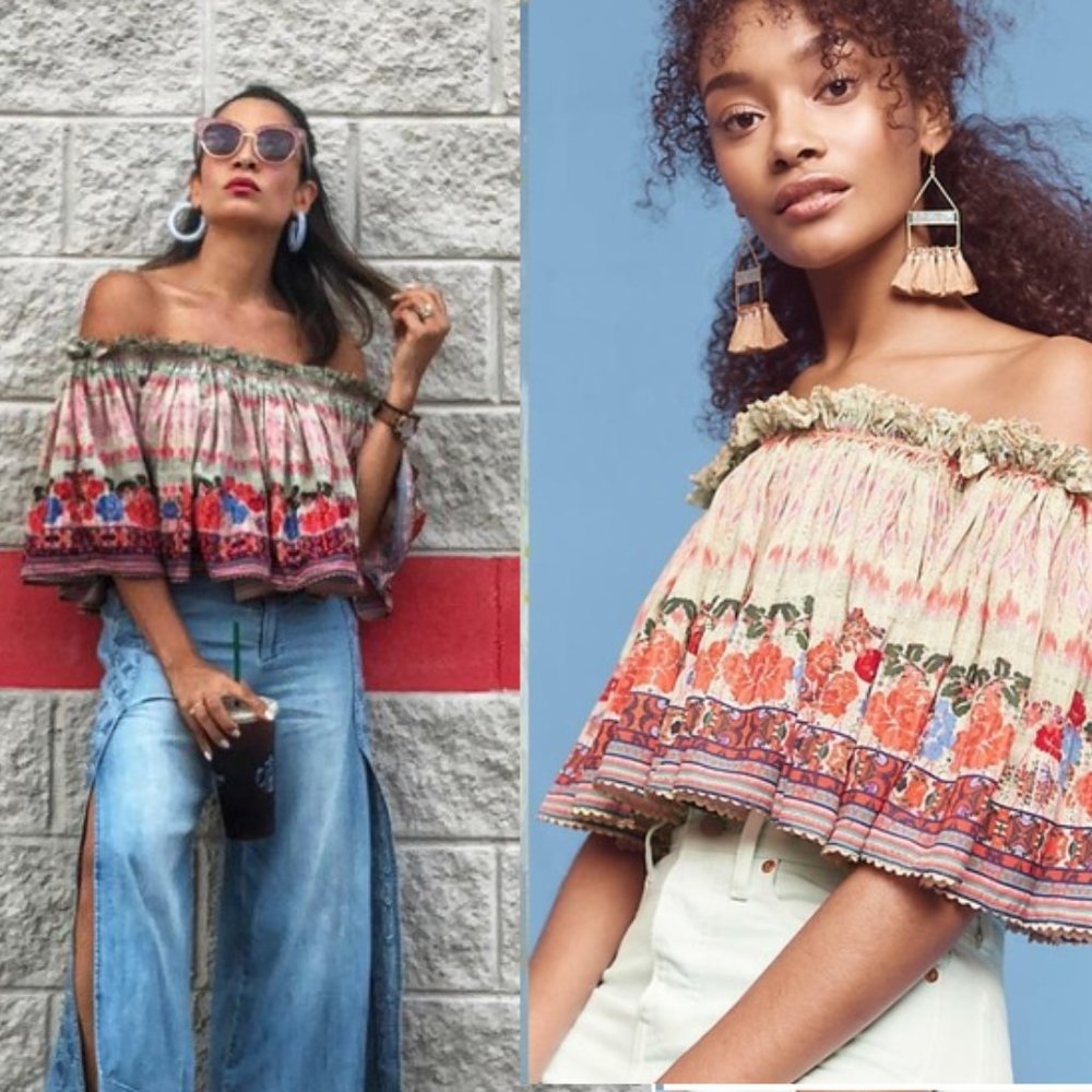NEW Anthropologie Villa Midi Top size L new with tag nwt - Picture 3 of 11
